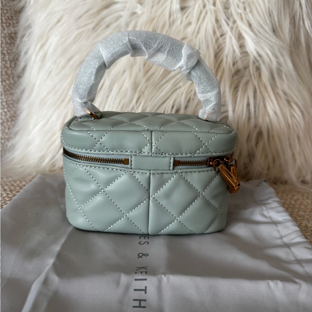 Charles & Keith Mint Green Quilted Round Pouch - Picture 4 of 5